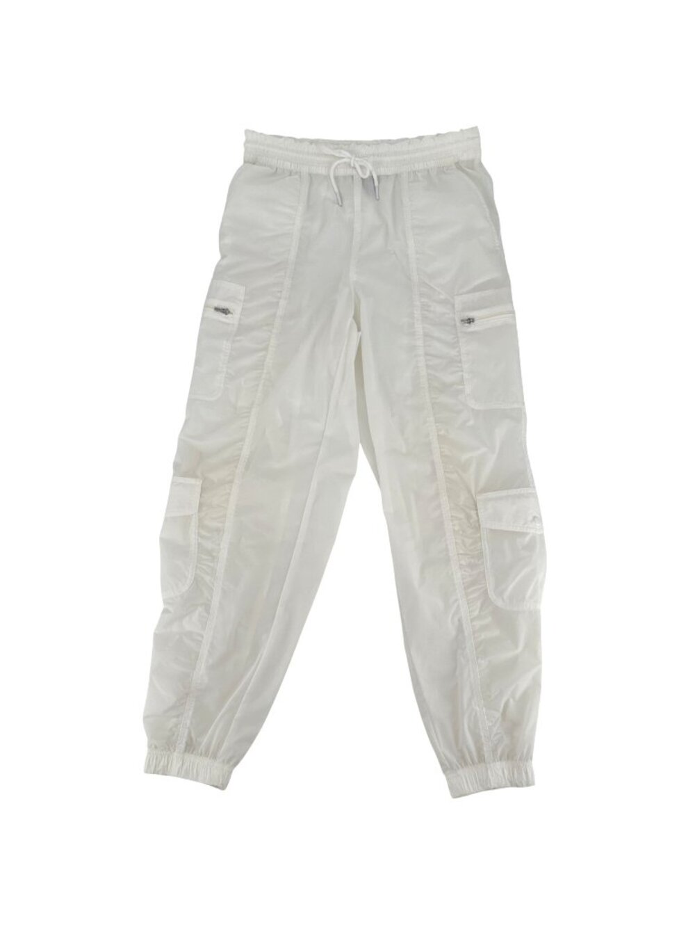 Athleta Parachute Cargo Pants Womens Size 2 White Nylon Spandex Elastic Waist